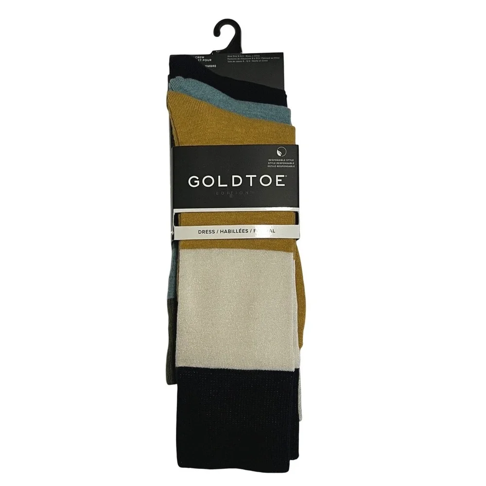 Goldtoe Edition‎ Mens Crew Dress Socks 3 Pair Pack Colorblock NEW
